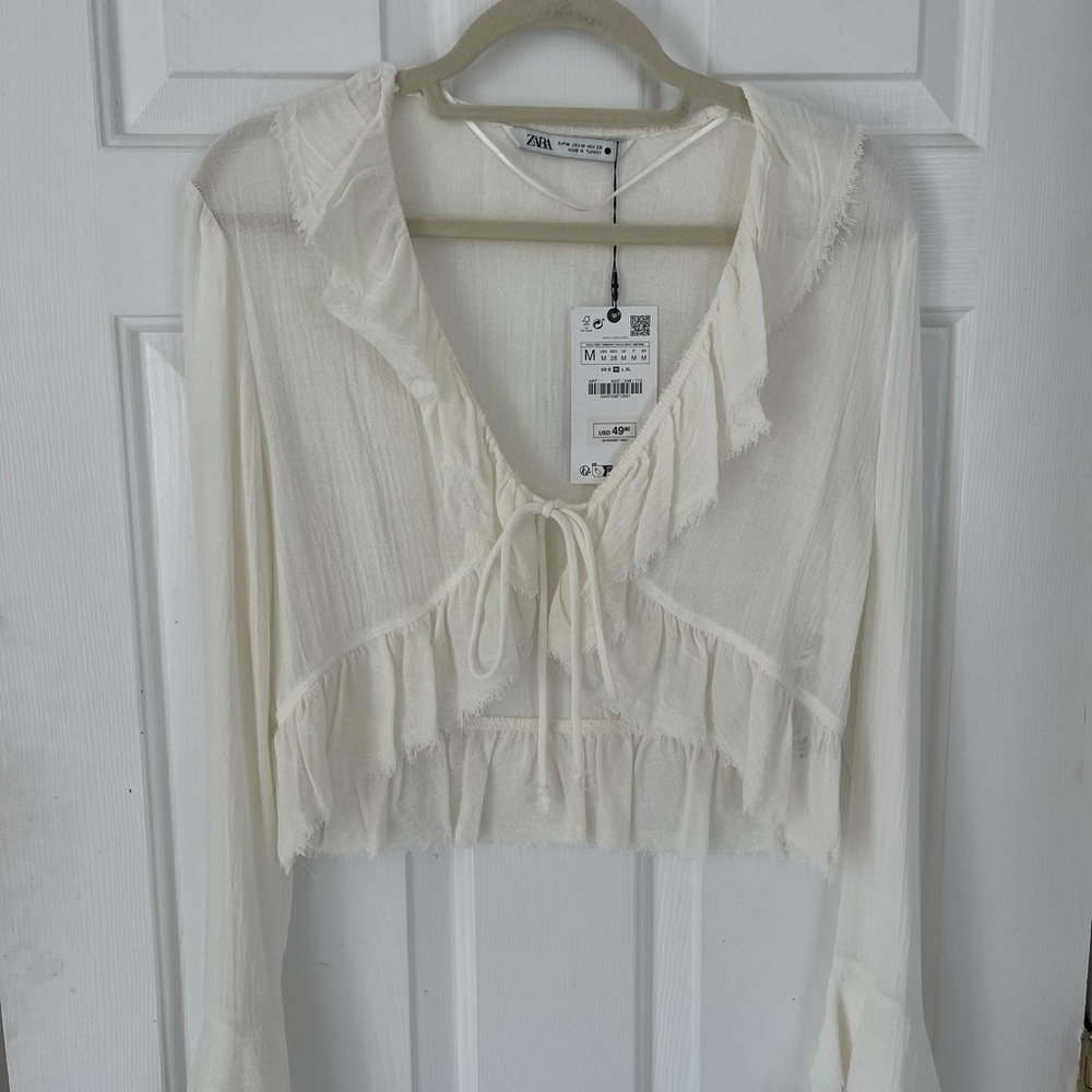 Zara Women's Long Sleeve Tie Top